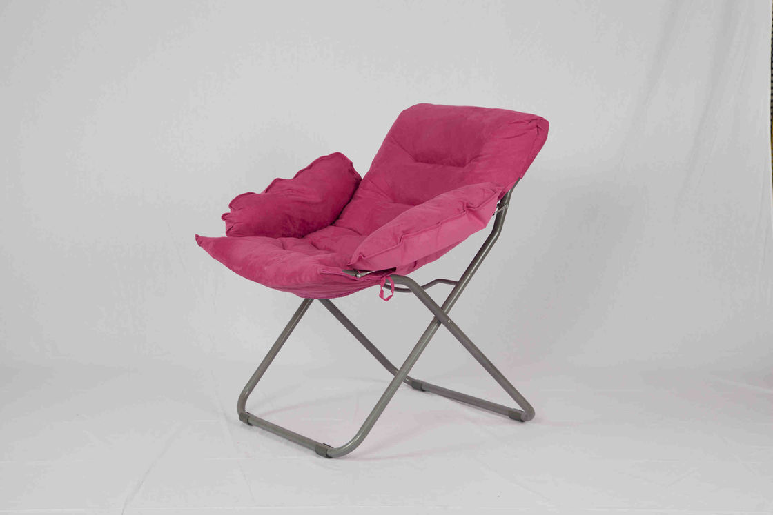 เก้าอี้พับเด็กโลหะสีแดงที่พับได้ด้วยผ้าโพลีเอสเตอร์แบบหนา