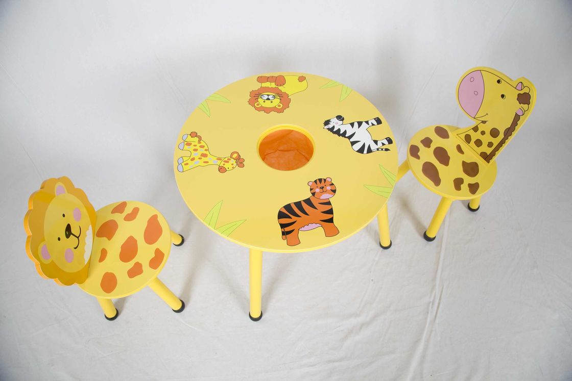 โต๊ะและเก้าอี้เด็กธีมสัตว์ไม้พร้อมกระเป๋าซ่อน